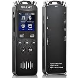 Diktiergerät 16 GB mit eingebauten Mikrofonen, hochsensible aufnahmegerät für Vorträge, Interviews, Voice Recorder mit USB-Aufladung, MP3-Player, Variable Geschwindigkeit,