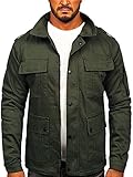 BOLF Herren Übergangsjacke Militär Jacke Fracht Jacke Feldjacke Windbreaker Herbstjacke Baumwolle Jacke Stehkragen Cargo Taschen Military Style 10290 Khaki M [4D4]