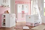 lifestyle4living Babyzimmer Komplett Set für Mädchen, Weiß/Rosa, 4-teilig | mit Babybett 70 x 140 cm, Wickelkommode und Kleiderschrank | Modernes Baby