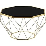 YITIANTIAN Seitentische Couchtisch-Eisen-Wohnzimmer Runder Tisch Kleiner Familie gehärteter Glas Tee Couchtisch Beistelltische für das Wohnzimmer (Color : Gold)