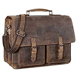 STILORD 'Clarence' Leder Businesstasche Männer Vintage Aktentasche Große Umhängetasche für 15.6 Zoll Laptop und Breite DIN A4 Ordner Trolley Aufsteckbar, Farbe:Calais - b