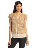 Jones New York Damen Strickjacke mit kurzen Ärmeln, Drop-Knöpfen, Biscuit, M
