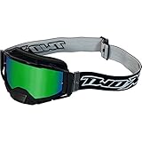 TWO-X ATOM Crossbrille black - BLACKHAWK verspiegelt grün MX Brille Nasenschutz Motocross Enduro Spiegelglas Motorradbrille Anti Scratch MX Schutzb