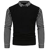 NHNKB Strickpullover Herren Pullover Sweatshirt Sweatjacken Falsch Zweiteilig Britischer Stil Winterpullover Sweater Pulli Slim fit Strickwaren Feinstrick Winter Ob