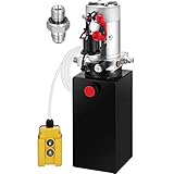 ZauberLu 12V/DC Hydraulikpumpe Einfachwirkend Kipperpumpe Hydraulikaggregat 8L Metallbehältertank Antriebseinrichtung für Auto(8L Einfachwirkend Metallbehälter)