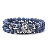 WDAIJY Damen Armband，Blau 2 Stück/Classic Naturstein Armbänder Tier Eule Armbänder Für Frauen Männer Cool Armband S