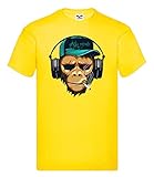 T-Shirt - AFFE Hipster Dj Kopfhörer - Tshirt für Herren und M
