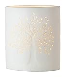 GILDE Lampe Lebensbaum - aus Porzellan mit Lochmuster im Prickellook H 20