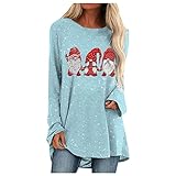 BOLANQ Sweatshirt Lose Weiche Langarm Pullover Tops Damen Weihnachten Farbabstimmung Druck Langarm Sweatshirt Lässige B