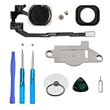 LTZGO Home Button für iPhone 5S und iPhone SE Schwarz Hauptknopf mit Flexkabel Taste inkl. Metal Bracket und die Schutz Armatur Gummidichtung Reparatur Tool Kit Werkzeugset für einfache I
