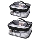 Transparent Kulturbeutel 2 Stück Wasserdicht PVC Kosmetiktasche Tragbare Reise Make-Up Tasche Waschbeutel mit ReißVerschluss Für Männer und Frauen, 2 Größ