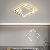 HIL Dimmbar Modern Deckenlampe LED-Deckenleuchte Schlafzimmerbeleuchtung Platz Mit Fernbedienung Innenbeleuchtung Kreativ Beleuchtung Wohnzimmerbeleuchtung Kinderzimmerlicht,Gold 42 * 42 * 6cm/38w