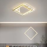 HIL Dimmbar Modern Deckenlampe LED-Deckenleuchte Schlafzimmerbeleuchtung Platz Mit Fernbedienung Innenbeleuchtung Kreativ Beleuchtung Wohnzimmerbeleuchtung Kinderzimmerlicht,Gold 42 * 42 * 6cm/38w