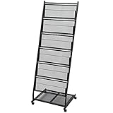 Atlojoys Zeitschriftenständer, Prospekthalter, Prospektständer, Zeitschriften Wandhalter, Literature Magazine Display Stand Rack, 47,5×43×133 cm Schwarz A4