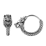 HZMAN Gothic Jewelry Retro Wolf Kopf Mode Edelstahl Tier Persönlichkeit Edelstahl Runde Perforation Ohrring