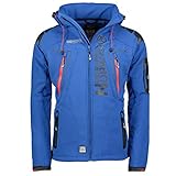Geographical Norway Techno Softshelljacke Herren Kapuze abnehmbar, Blau, XL