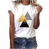 Damen Tshirt Kurzarm Esprit Oberteile Sommer Drucken Tee Tops Casual Basic Shirts Mode Rundhals Teenager Mädchen Frauen Hemd Bluse Tunic Tunika Fitness Sport Tops (H, M)