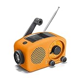 Tragbare Vintage Radio mit Bluetooth Lautsprecher,Kurbel Radio Outdoor Solar Radio mit AM/FM LED-Taschenlampe & Leselicht Eingebaut 2000mAh Wiederaufladbare Batterie für Camping Wandern N