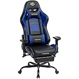 Kasorix Hohe Rückenlehne Bürostuhl Gaming Stuhl mit Verstellbarer Armlehne Executive Schwenken Bürostuhl blau PU Leder Gaming Chair 8512 (BLUE-8512)