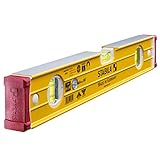 STABILA Magnet-Wasserwaage Type 96-2 M, 40 cm, extrasteifes Alu-Profil, extrastarke Seltenerd-Magnete, 1 Horizontal-/2 Vertikal-Libellen, stoßdämpfende Endkappen, Rutsch-Stopper, Made in Germany
