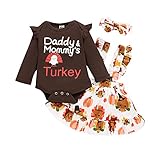 Meilily Babykleidung Set Baby Mädchen Neugeborene Baby Mädchen Halloween Jumpsuit Strampler + Hosenträger Rock+Bogen Stirnband Outfits Langarm Rüschen Strampler Kleid Kleidung