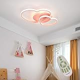 LED Deckenleuchte Dimmbar Kinderzimmerlampe Mädchen Schlafzimmer Lampen mit Fernbedienung, 40w Liebe Herz Design Acryl-schirm Metall Deckenlampe für Küche Esszimmer Deko Decke Leuchte Ø50*H5cm Pink