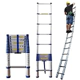Teleskopleiter Leiter Treppenleiter 8m/7m/6,2m/5m/4m/3,8m/2, 6m lang Aluminium Teleskopleitern ausziehbar, für Dach-RV-Dachboden-Außenarbeiten, Ausgefahren und klettern Teleskop
