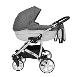 Cleo Kombi Kinderwagen 3 in 1 Komplettset - grau/weiß