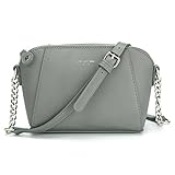 davidjones Damen PU Leder Crossbody Umhängetasche Sattel Handtaschen, Grau (grau), M