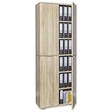 Büroschrank - Aufbewahrungsschrank - Aktenschrank [Viel Platz für Ordner ] Schrank - Meehrzweckschrank - Büro Möbel - Sonoma-Eiche ca. B80,2cm x H214,7cm x T35cm | Bücherschrank