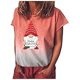 Weihnachten soxxcs Damen Oberteile die den Bauch kaschieren Damen Sommer t-Shirt Basic Kurzarm Tops Rundhals lockere Oberteile solide Casual Shirts Oberteile Frauen Sommer rubyw