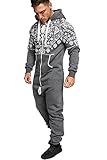 Amaci&Sons Herren Norweger Overall Jumpsuit Onesie Jogging Sportanzug Trainingsanzug Jogginganzug 3009 Anthrazit XXL