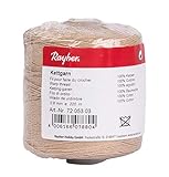 Rayher 7205303 Kettgarn, Rolle 220 m, Nr. 9, 0,8 mm stark, 6-fädig, beige, 100% Baumwolle, zum Bespannen von Web