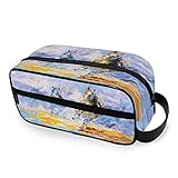 Große Kapazität Make-up Tasche Organizer Ölgemälde Laufen Pferd Tier Reise Tragbar Kosmetikkoffer Kulturbeutel Tragetasche Waschtasche für Frauen M