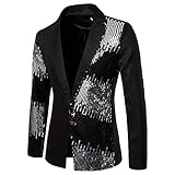 Bellelhot Herren Herbst Winter Spleiß Pailletten Sakko Elegant Einzeltaste Blazer Unregel Rüsche Schlank Jacke Mäntel Mode Langarm Revers Glitzer Jacken Outwear Männlich Freizeit Anzüge Jack