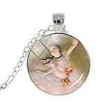 Edgar Degas Ballerina Halsketten Vintage Tänzerin Fine Art Print Halskette Glasanhänger rund Halskette Schmuck