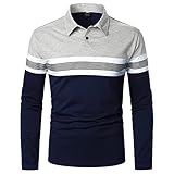 Poryu Herren Langarmshirt Henley Shirt Herren Hemb Regular Slim Fit T Shirt Blusen Mit KnöPfen Langarmshirt Casual T-Shirt Slim Fit KnöPfe Basic Tee S