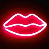 Taeku Neonlichter Lightning LED Neon Schild Wanddekoration Lichter USB Aufladen oder batteriebetriebene dekorative Lichter für Weihnachten Geburtstag Party Wohnzimmer Kinderzimmer (Lippen rot)