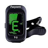 Rayzm Gitarren-Tuner/Stimmgerät, Clip-on Tuner für Chromatische/Gitarre/Bass/Ukulele/Violine, Übersichtliches LCD Display, Kalibrierter Pitch, Batterie Inklusive, Auto Power O