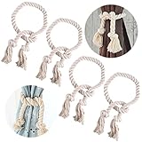 Vorhang Clips Baumwolle Seil 4 Stück Hand Stricken Vorhang Seil Handgemachte Vorhang Raffhalter Vorhang Zugband Gardine Holdbacks Tiebacks Vorhang Clips Halter Binder Seilhalter Gardinen Dek