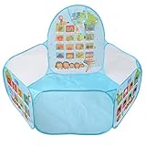 RANNYY Pop-Up-Ballspielzelt, 1,2 m Basketball-Pool für Kinder, großer, sicherer, Faltbarer Blauer Kinder-Innenlaufstall, Bälleb