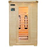 Artsauna Infrarotkabine Oslo - Wärmekabine Vollspektrumstrahler für 2 Personen - LED-Farblichttherapie - Infrarotsauna 120x100 cm aus Hemlock