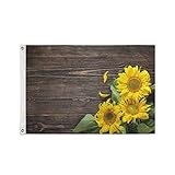 Ahomy Flagge 90 x 150 cm, lebendige Farben und UV-beständig, Sonnenblumen-Holzflaggen, Polyester mit Ösen, 90 x 150