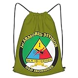 1st Armored Division with Armor Insignia Decal Bag Gym Sports String Cinch Sack Training Gymsack 35,6 x 40,8