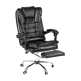 LEIGE Office Executive Massagestuhl Verstellbarer drehbarer Hub-PU-Leder-Computerspielstuhl Liegesessel mit Fußstü