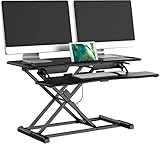 bonVIVO Höhenverstellbarer Schreibtisch-Aufsatz 95 x 40 - Sit-Stand-Erhöhung Macht Jede Workstation zum Standing Desk - Belastbar bis 15 kg - Schw