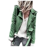 Zilosconcy Lederjacke Damen Kurz Übergangsjacke Wildlederjacke Mit Reverskragen Kunstpelz Jacke Weicher Warmer Sweatshirt Jacke Mit Kapuze Plüsch Winterjacke Übergangsjack