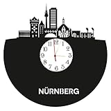 Wanduhr Nürnberg Skyline, hochwertige Acrylglas Uhr mit lautlosem Quarzwerk, 3mm Stärk