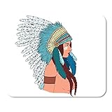 Mousepad Computer Notepad Office Junge schöne Frau im Kostüm des indianischen traditionellen Heimschulspielers Computer Work