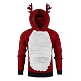 Zhiyao Unisex Weihnachten 3D Druck Hoodie Herren Kapuzenpullover Pullover Sweater Pulli Sweatshirt Basic Streetwear Sweatjacke Kapuzenjacke Hooded Christmas Langarm Sport Männer R